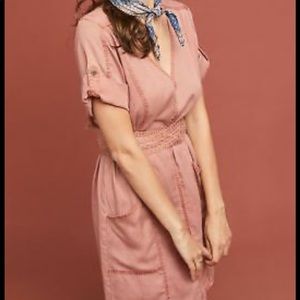 Anthropologie pink belted dress by Pilcro and the Letterpress size XS.
